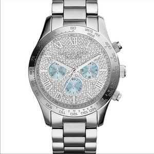 Michael Kors Silver Crystal Pave Chronograph Watch MK6076